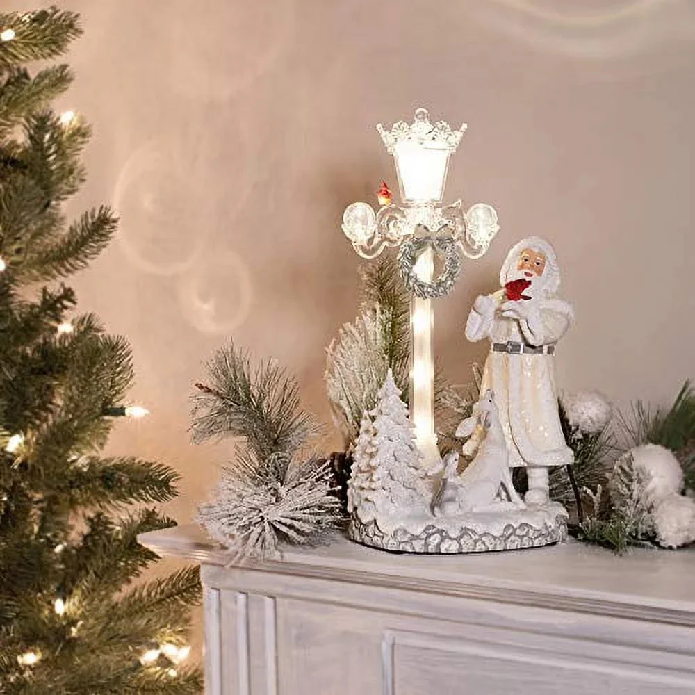 Musical Santa w/ Multicolor LED Light Post, 15.5" - Image 2