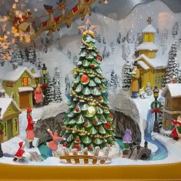 Musical TV w/ Santa and Rotating Skaters Snow Globe, 13" - Image 2