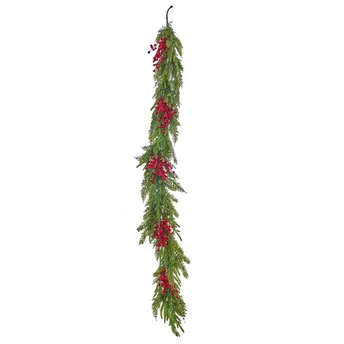 Natural Touch w/Berry Garland, 60" (Green Red)