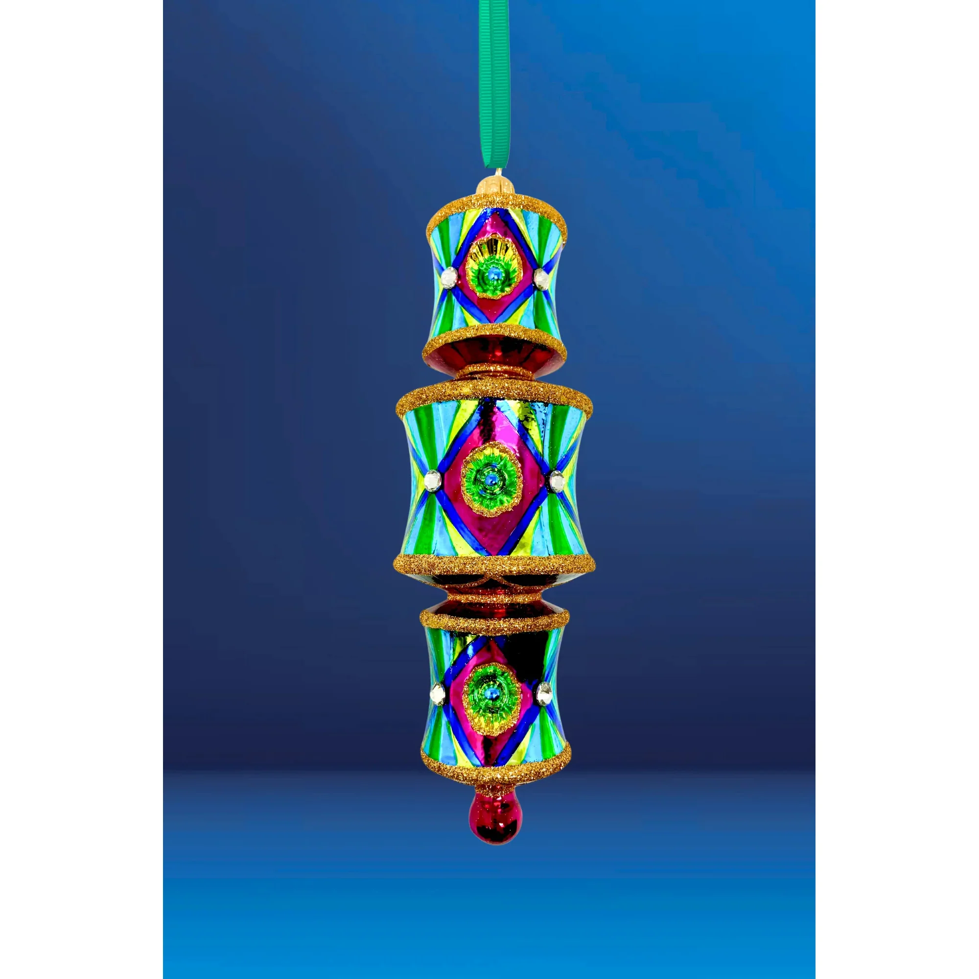 Neon Nights Dazzler Glass Ornament, 8.5"