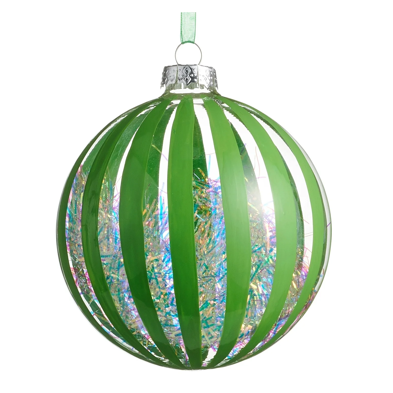 Neon Tinsel Filled Ball Ornament, 5" (4 styles - sold individually) - Image 2