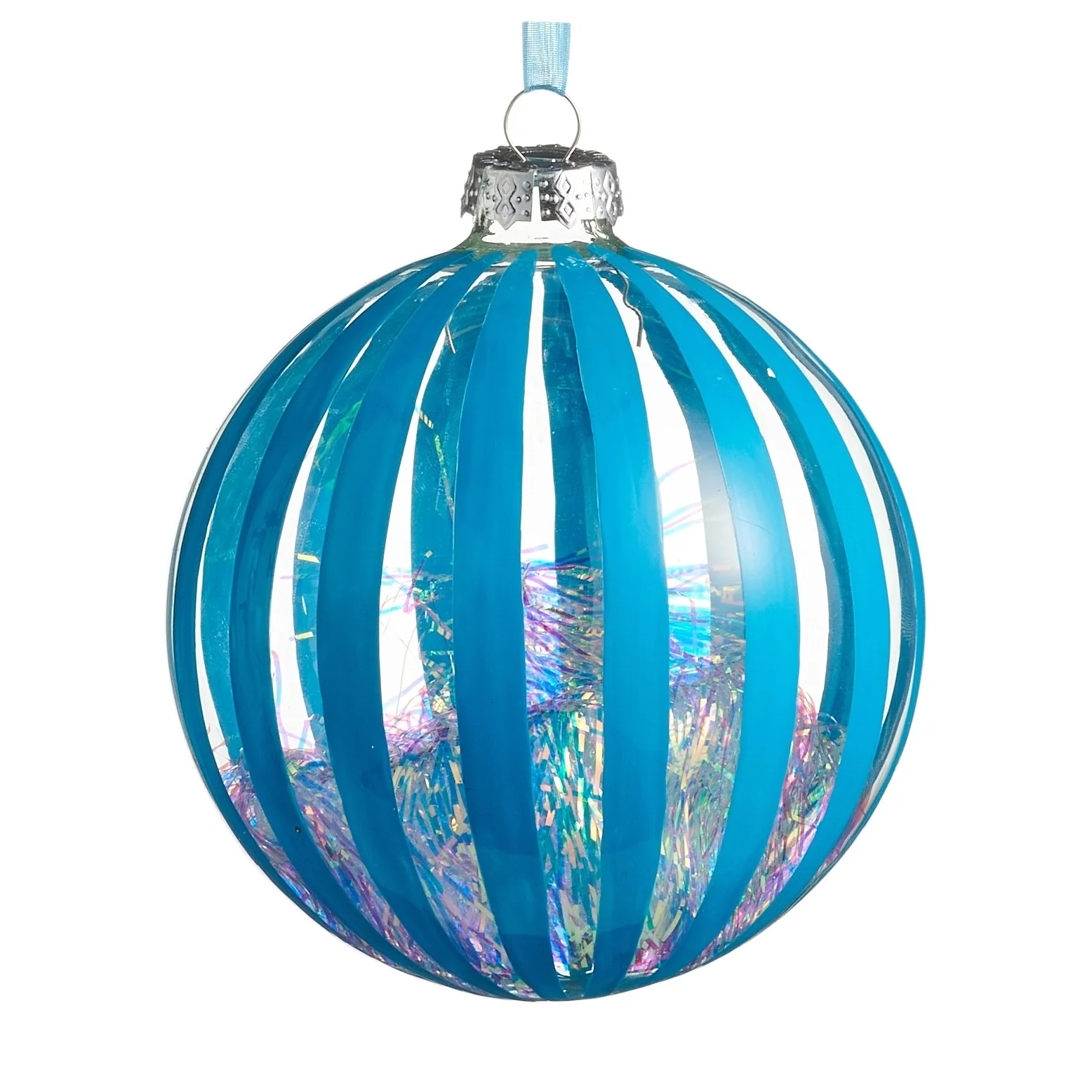 Neon Tinsel Filled Ball Ornament, 5" (4 styles - sold individually) - Image 4