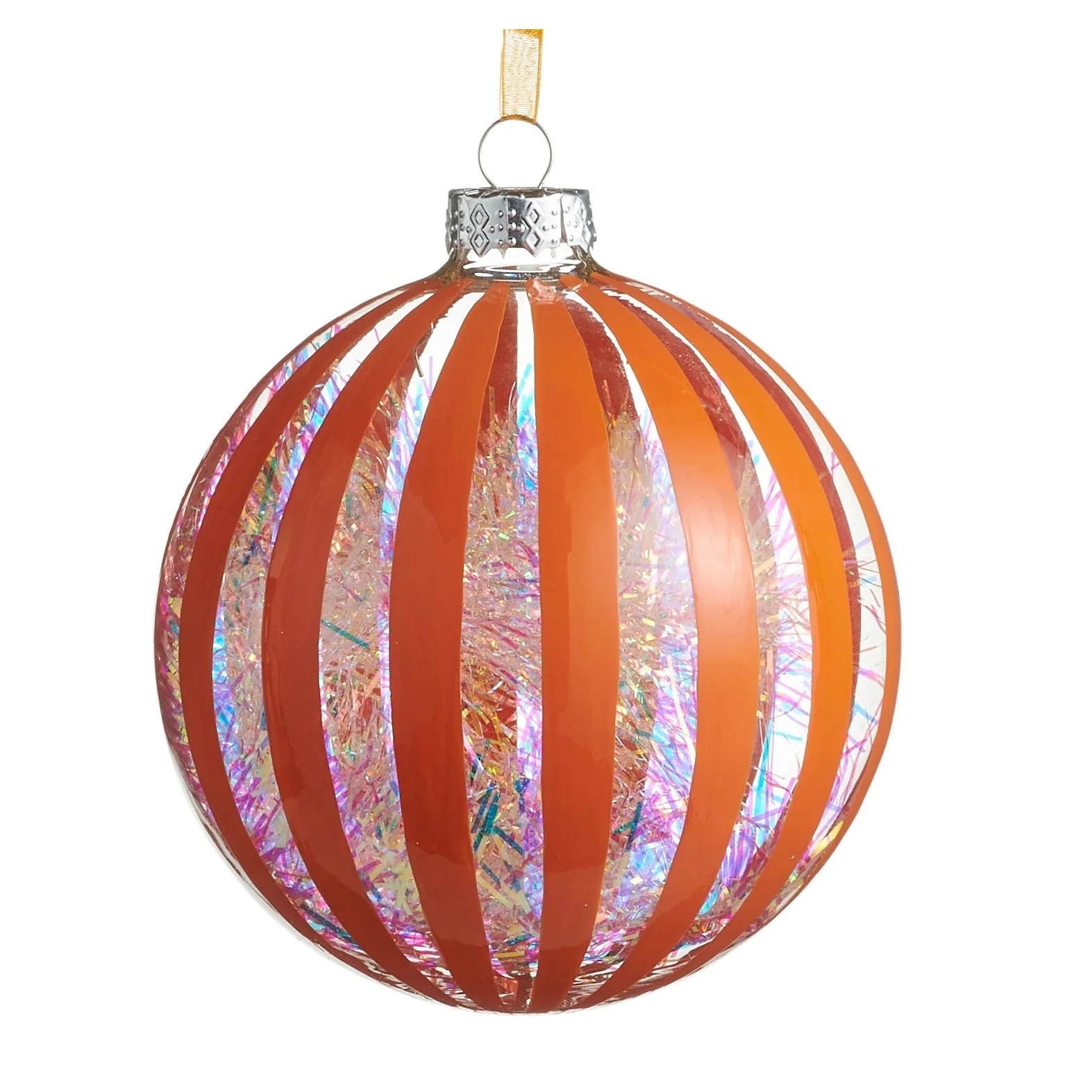 Neon Tinsel Filled Ball Ornament, 5" (4 styles - sold individually) - Image 5