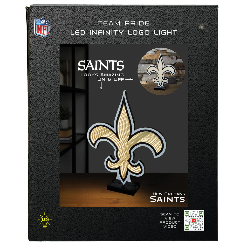New Orleans Saints LED Infinity Logo Light, Acrylic, w/UL Plug, 13.5" - Image 6