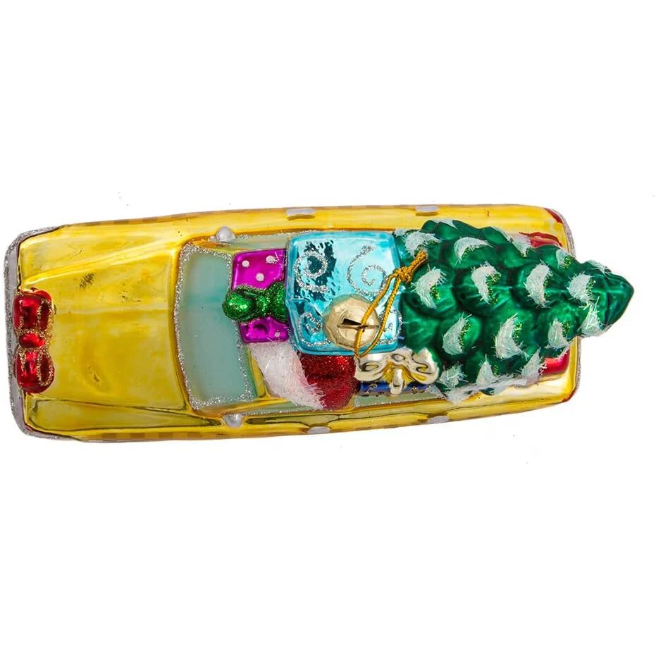 New York City Checker Taxi With Tree Glass Ornament, 5.35" - Image 3