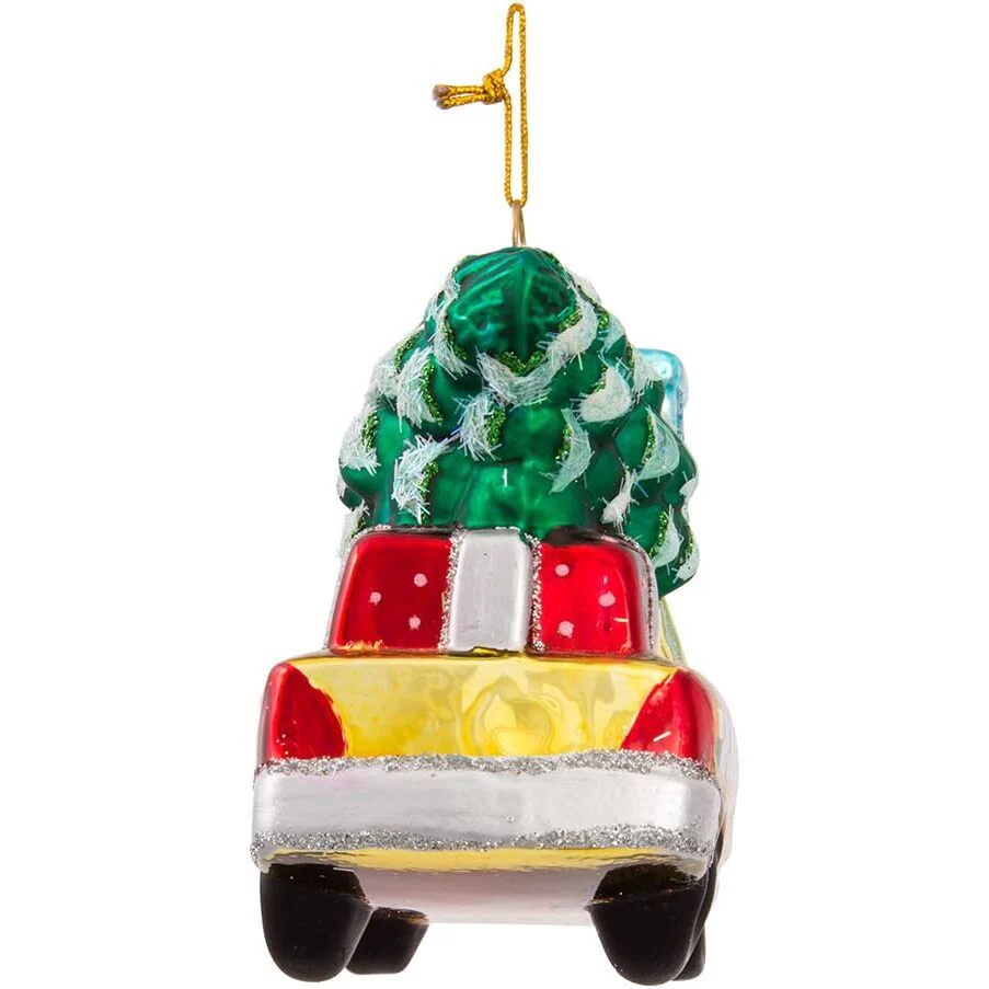 New York City Checker Taxi With Tree Glass Ornament, 5.35" - Image 4