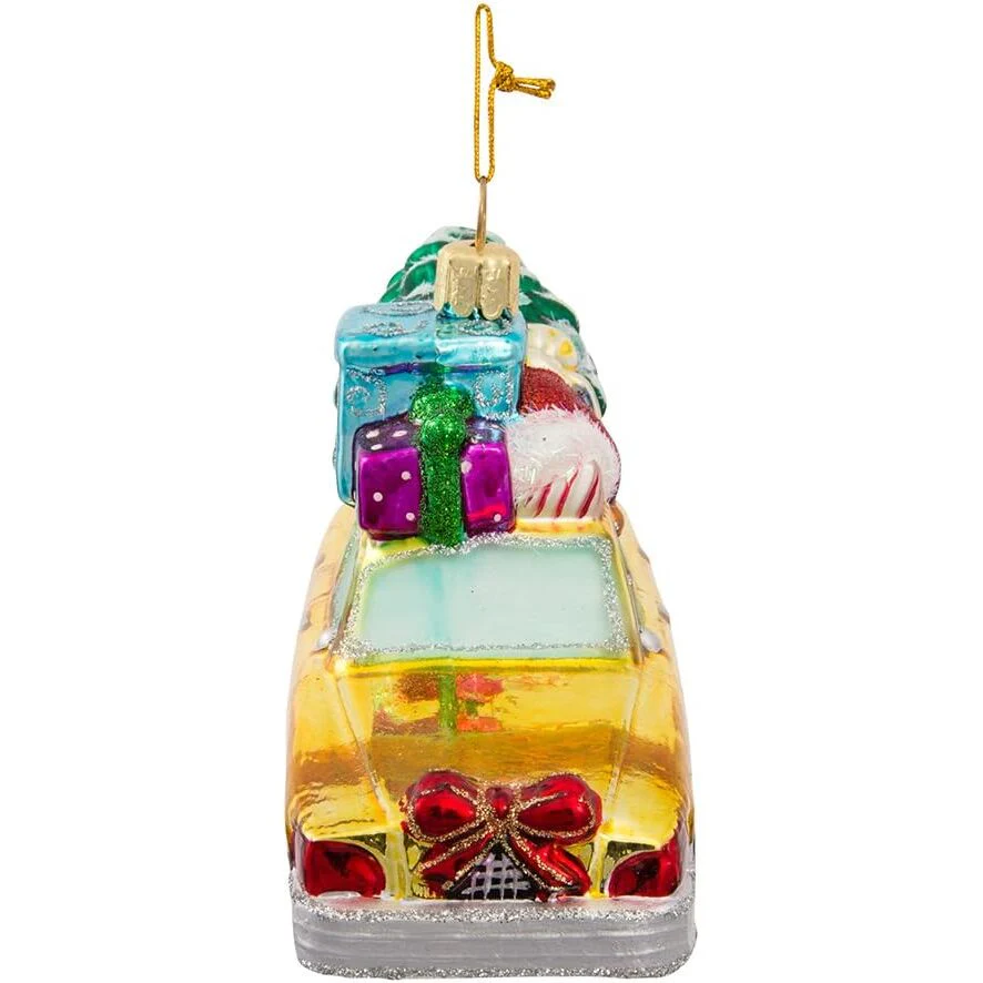 New York City Checker Taxi With Tree Glass Ornament, 5.35" - Image 5