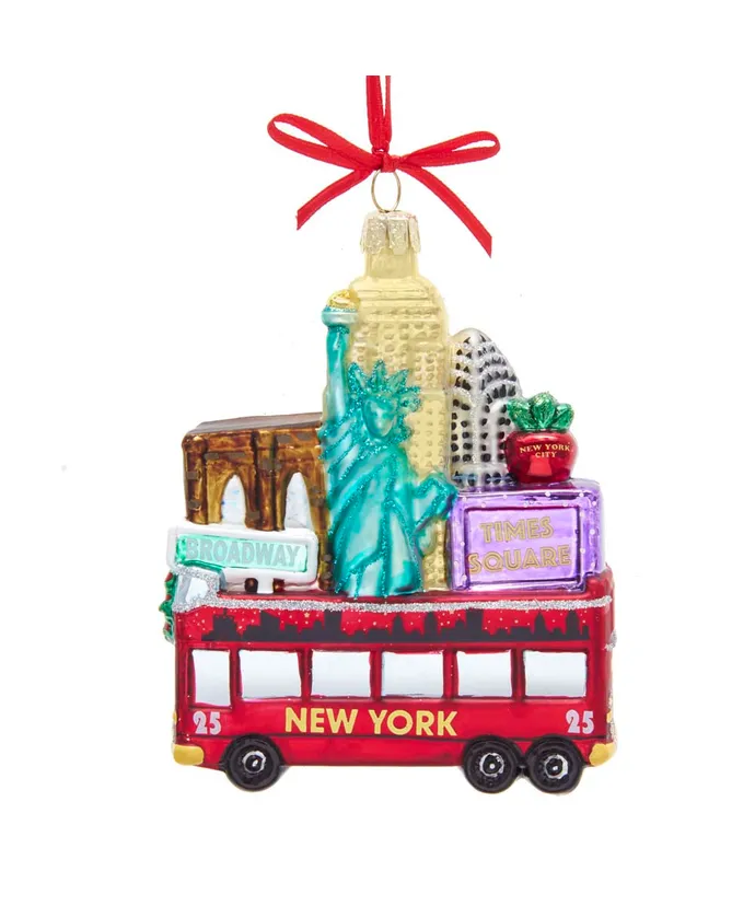 New York Cityscape Glass Ornament, 4.75"