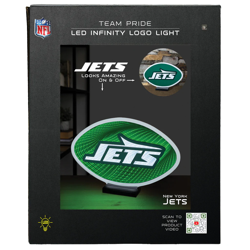 New York Jets LED Infinity Logo Light, Acrylic, w/UL Plug, 10.5" - Image 8