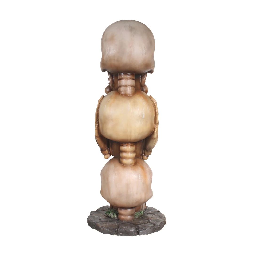 Lifesize Fiberglass No Speak, Hear, See Skull Pillar Decoration, 71" - Image 4