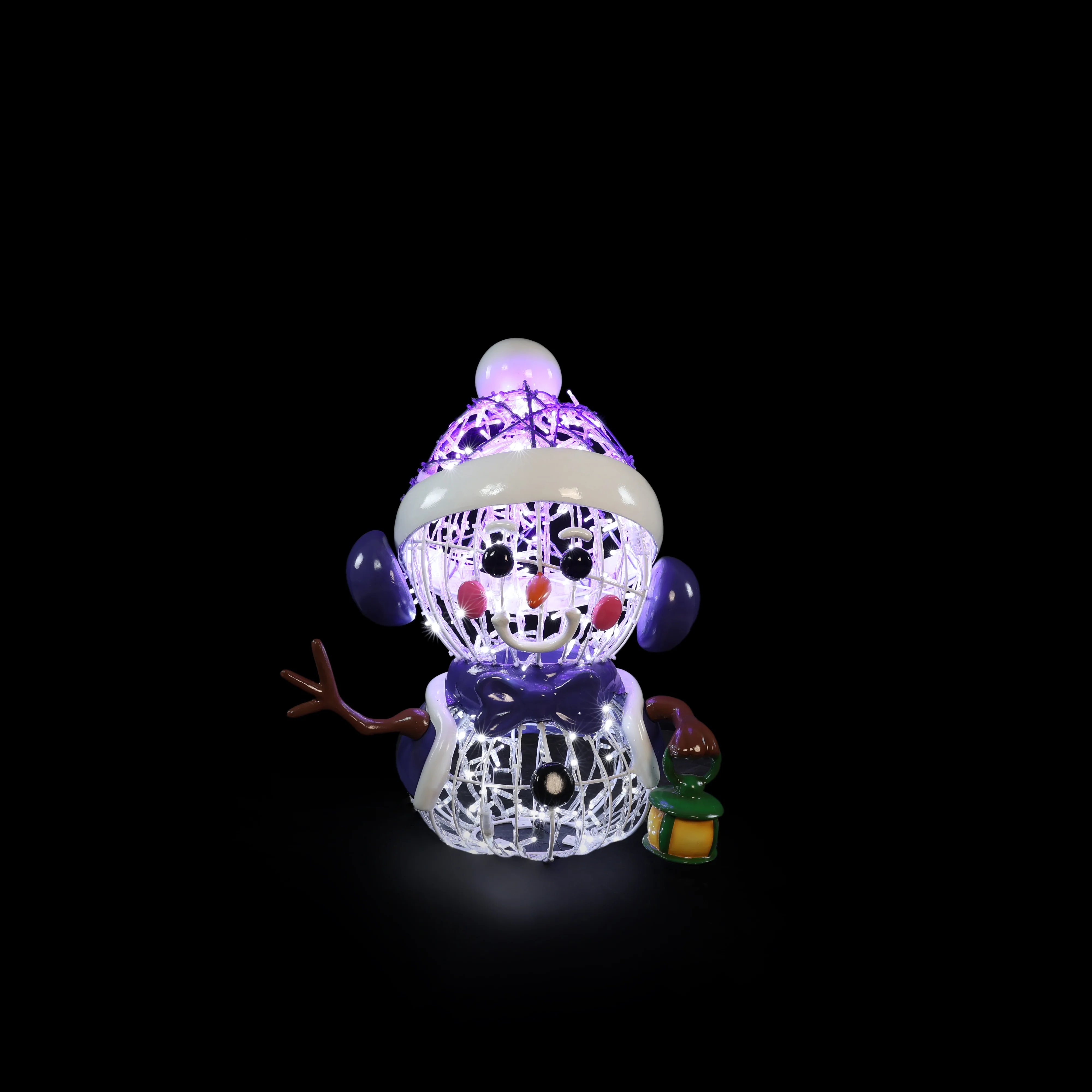 Large Noa Snowy Figure, LED Lit w/Fiberglass (Purple/White), 33"