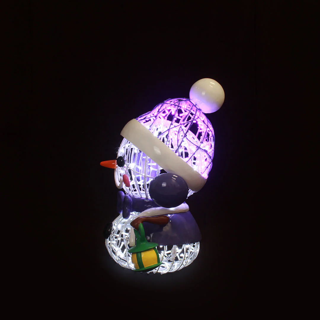 Large Noa Snowy Figure, LED Lit w/Fiberglass (Purple/White), 33" - Image 2