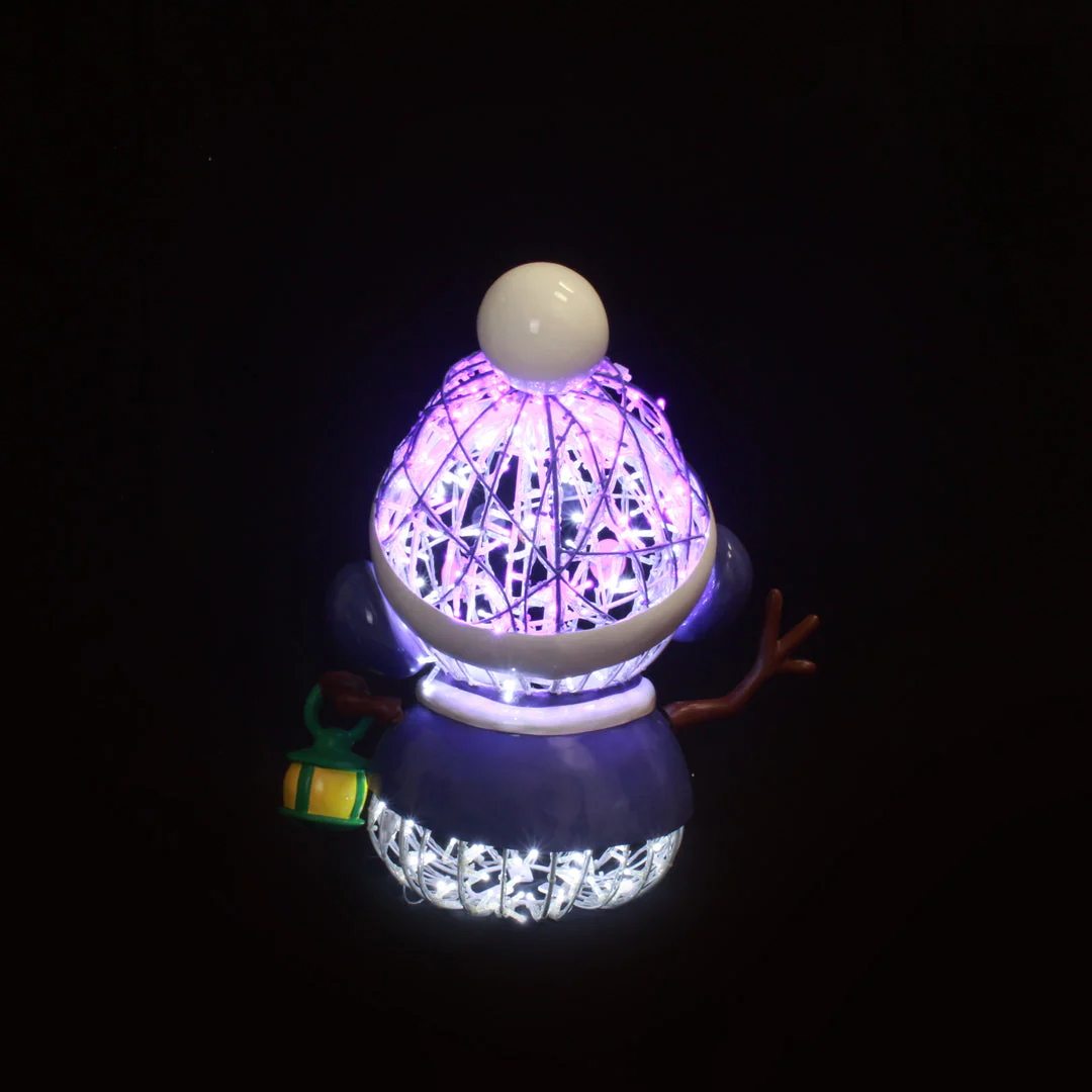 Large Noa Snowy Figure, LED Lit w/Fiberglass (Purple/White), 33" - Image 3