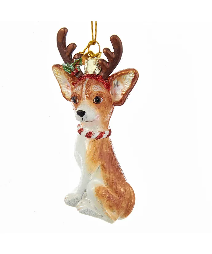 Noble Gemsâ„¢ Chihuahua With Antlers Glass Ornament