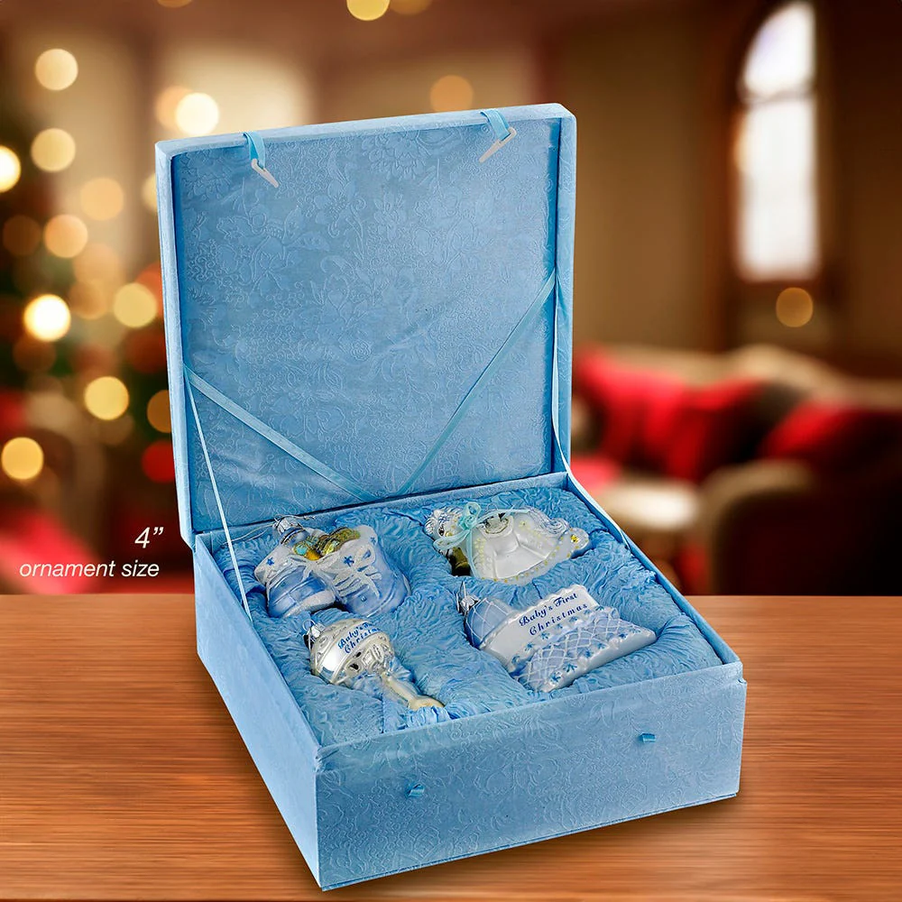 Noble Gems™ Glass Baby Boy Ornaments, 4" (Set of 4) - Image 2