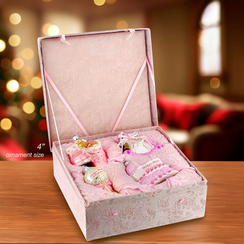 Noble Gems⢠Glass Baby Girl Ornaments, 4" (Set of 4) - Image 2