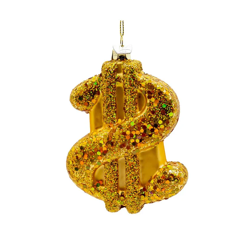 Noble Gems⢠Glass Gold Dollar Sign Ornament, 4.75" - Image 3