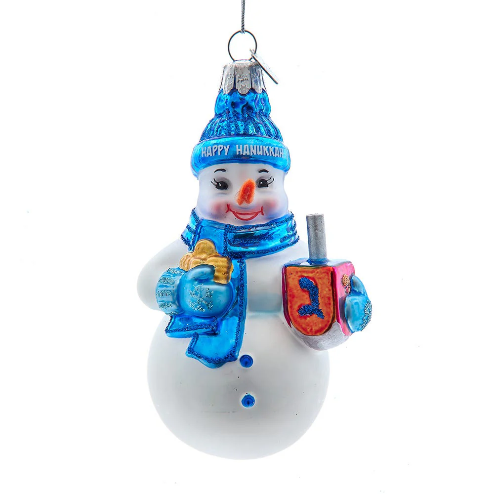 Noble Gemsâ„¢ Glass Hanukkah Snowman Ornament, 4.25"