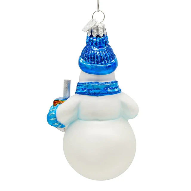 Noble Gemsâ„¢ Glass Hanukkah Snowman Ornament, 4.25" - Image 4