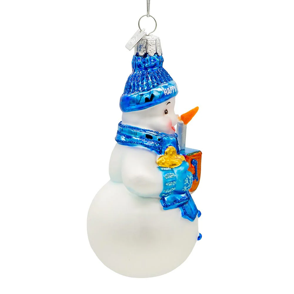 Noble Gemsâ„¢ Glass Hanukkah Snowman Ornament, 4.25" - Image 5