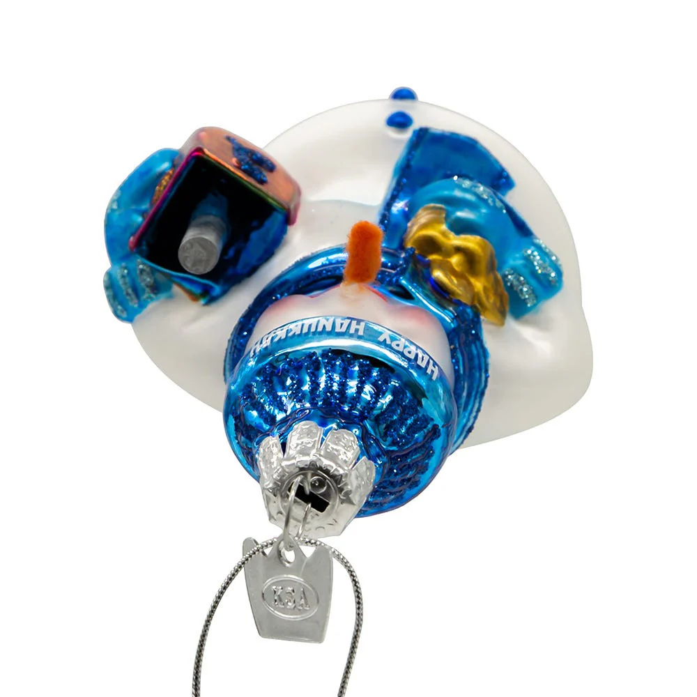 Noble Gemsâ„¢ Glass Hanukkah Snowman Ornament, 4.25" - Image 6