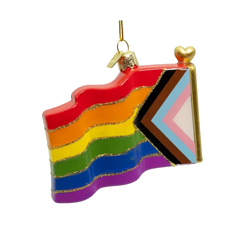 Noble Gems™ Glass Progress Pride Flag Ornament, 3.5" - Image 4