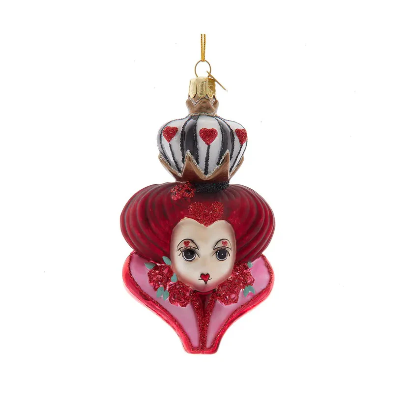 Noble Gems™ Glass Queen Of Hearts Head Ornament, 4.5" - Image 5