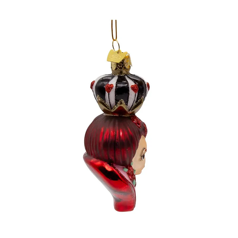 Noble Gems™ Glass Queen Of Hearts Head Ornament, 4.5" - Image 6