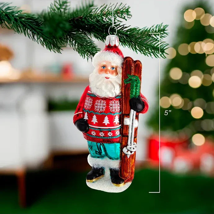 Noble Gemsâ„¢ Glass Santa With Skis Ornament - Image 2