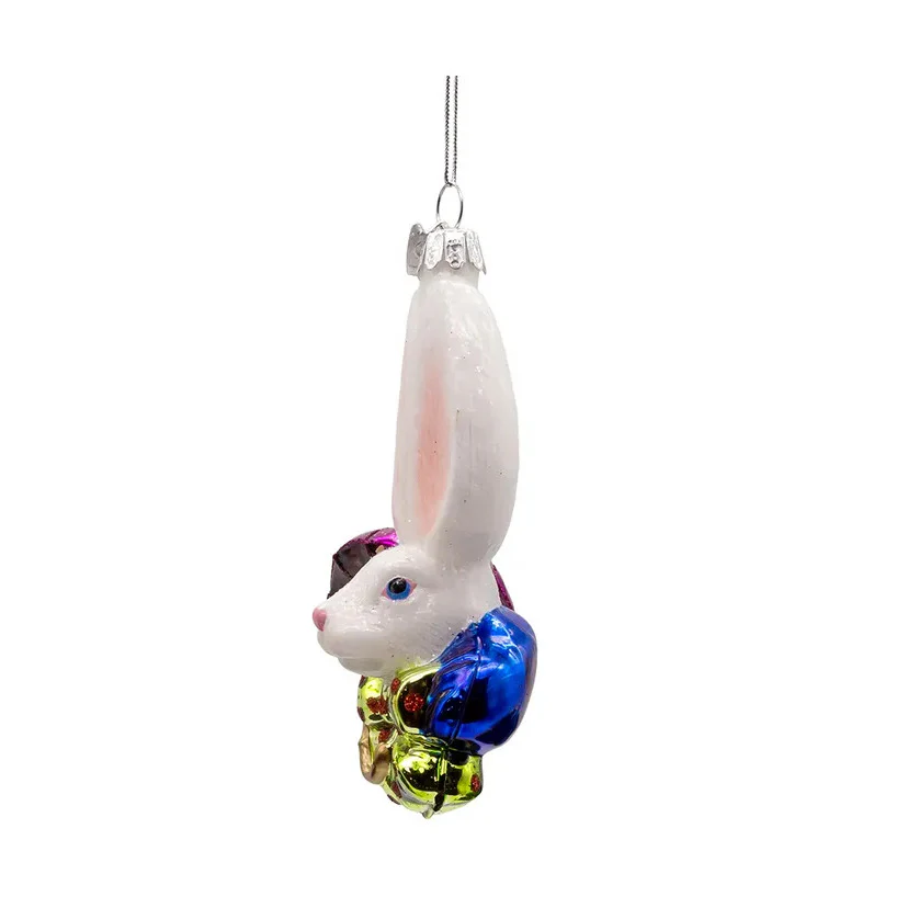 Noble Gems™ Glass White Rabbit Head Ornament, 4.5" - Image 4