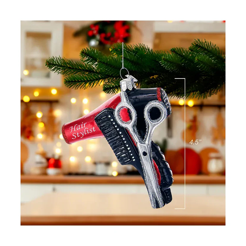 Noble Gemsâ„¢ Hair Stylist Glass Ornament, 4.5" - Image 3