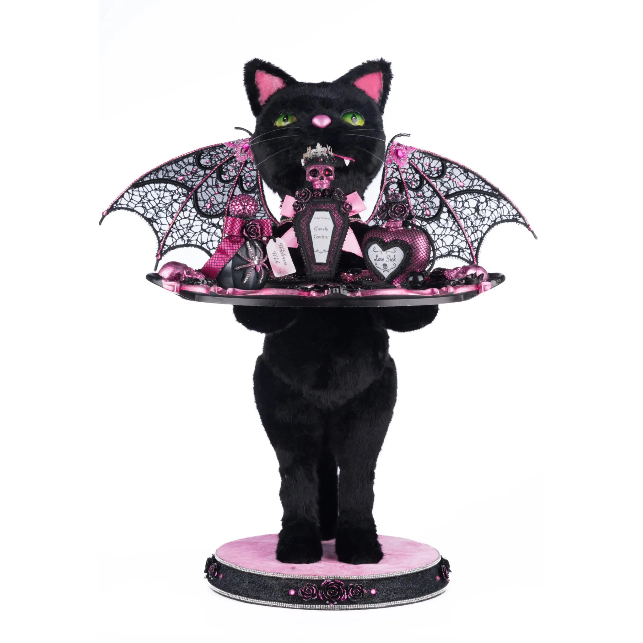 Noir Cat-Bat Server Figurine, 27"
