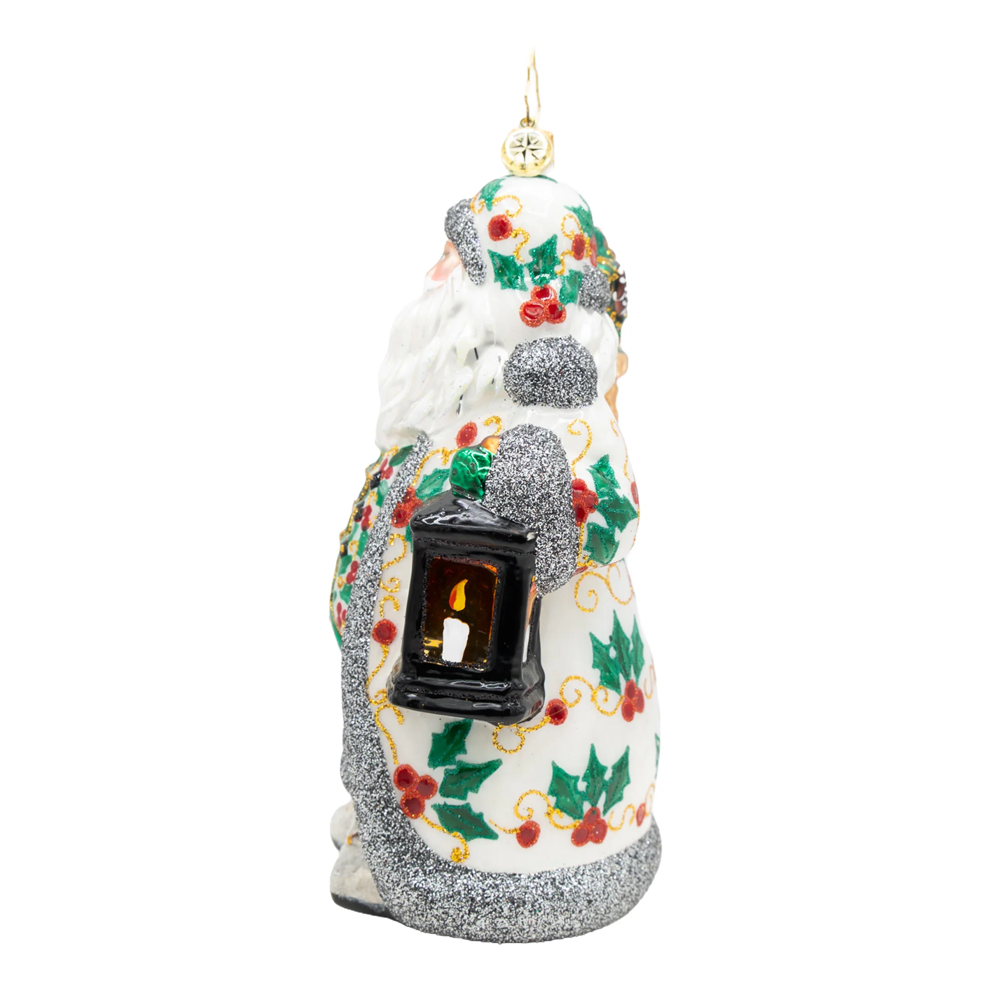 Nordic Noel Santa Glass Ornament, 6" - Image 3
