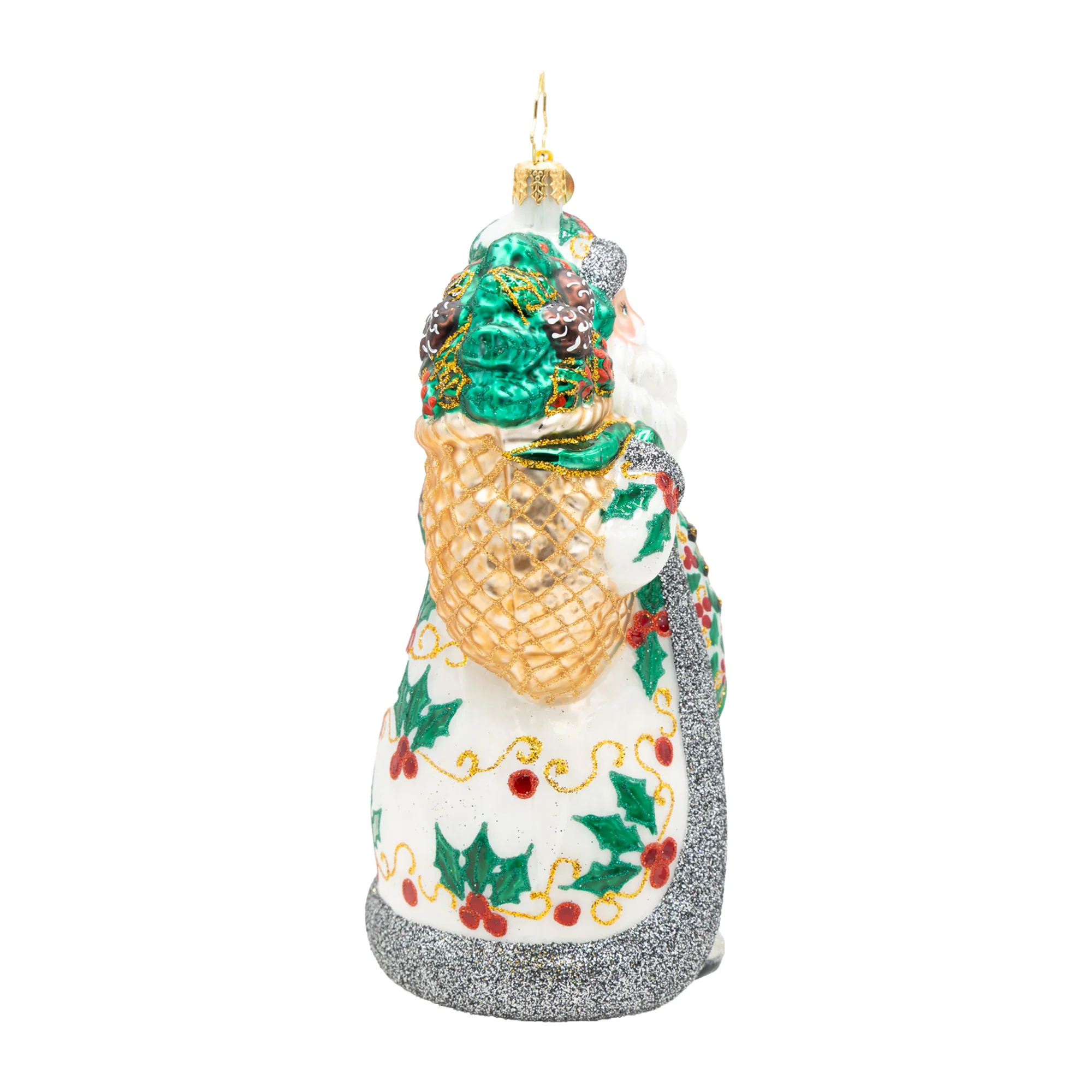 Nordic Noel Santa Glass Ornament, 6" - Image 4