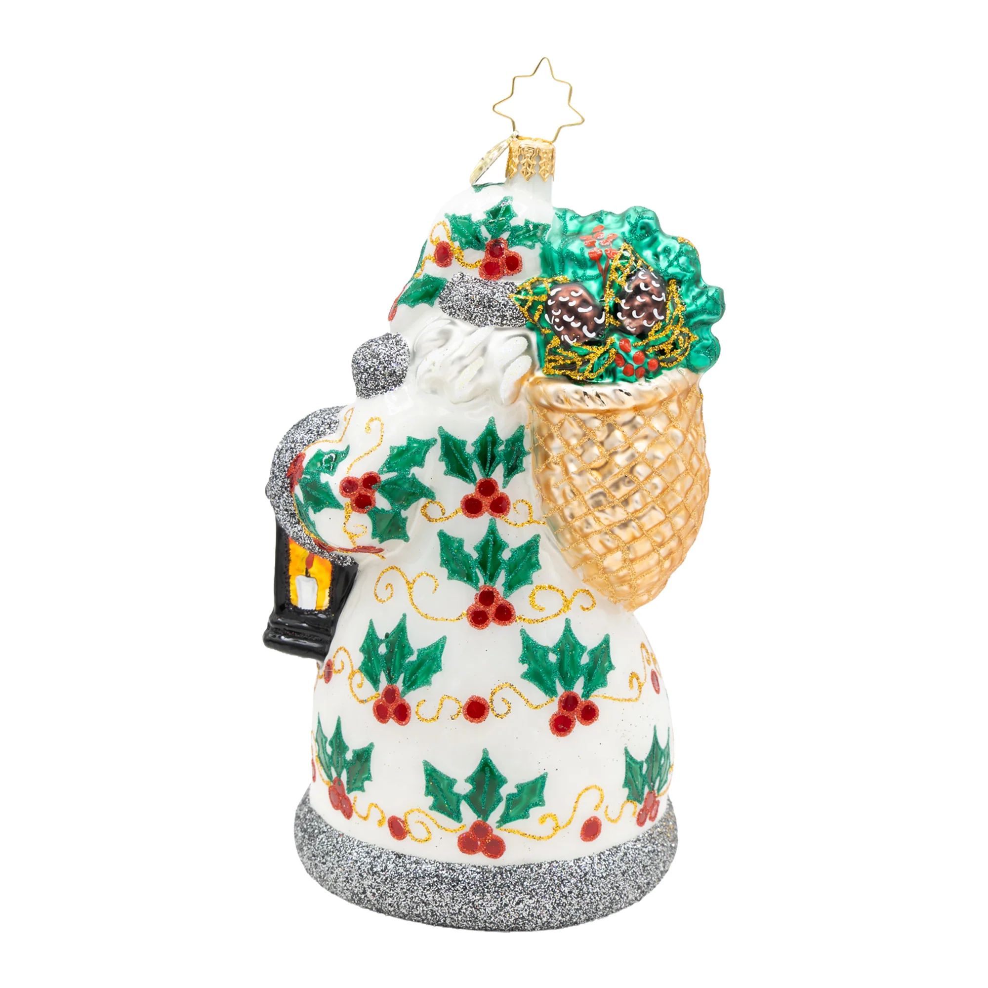 Nordic Noel Santa Glass Ornament, 6" - Image 5