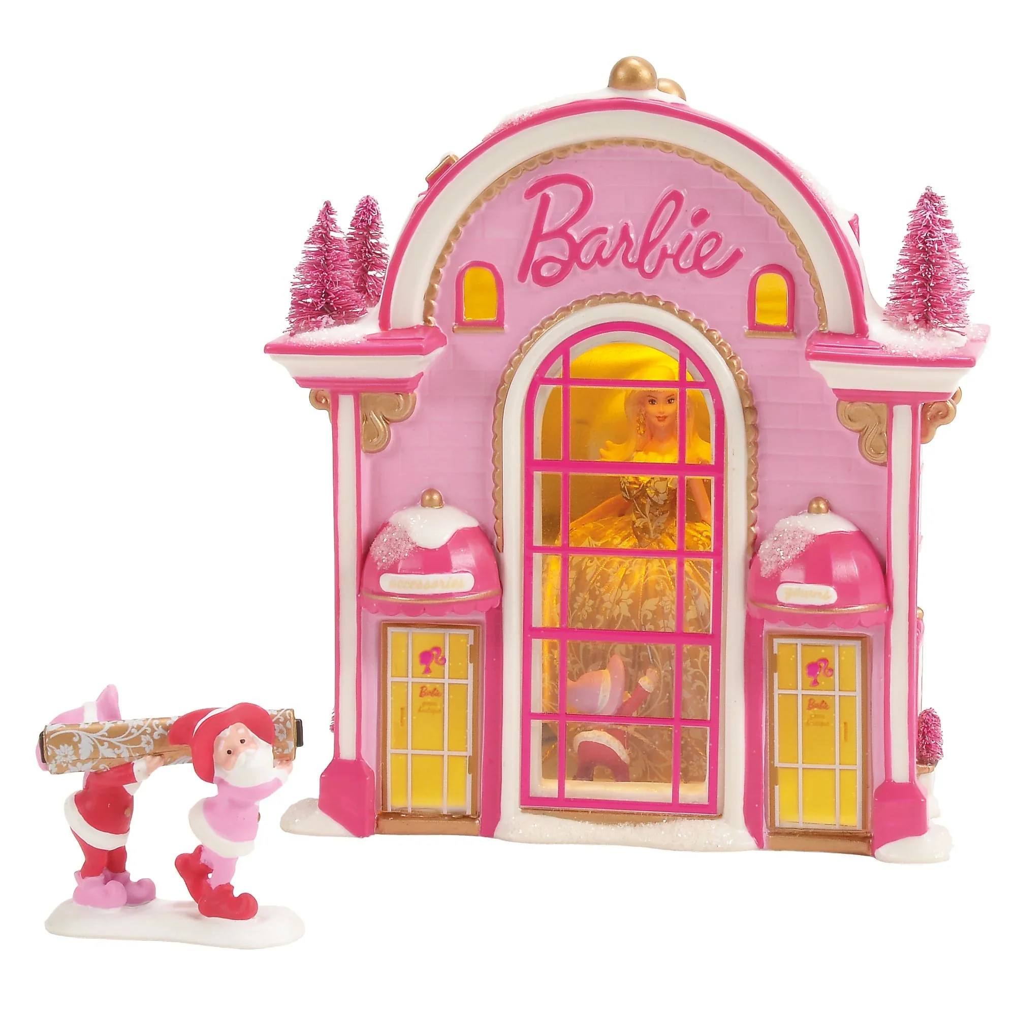 North Pole Series Village - Lighted Barbie Gown Boutique Figurine, 6.4" (Set of 2)