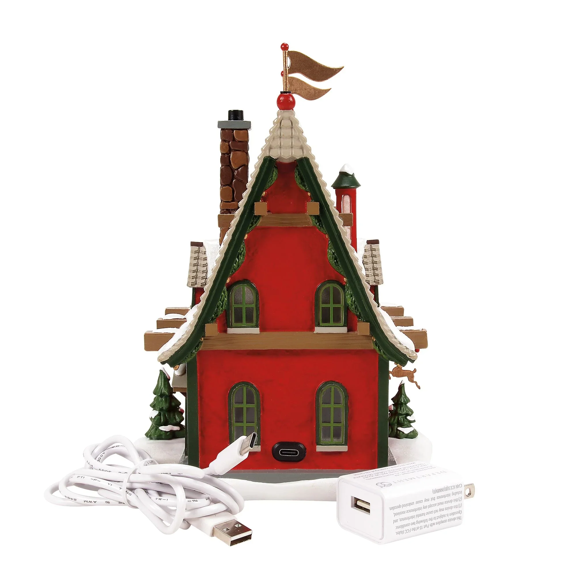North Pole Series Village - Lighted 50th Reindeer Acres Stable Figurine, 8" - Image 5