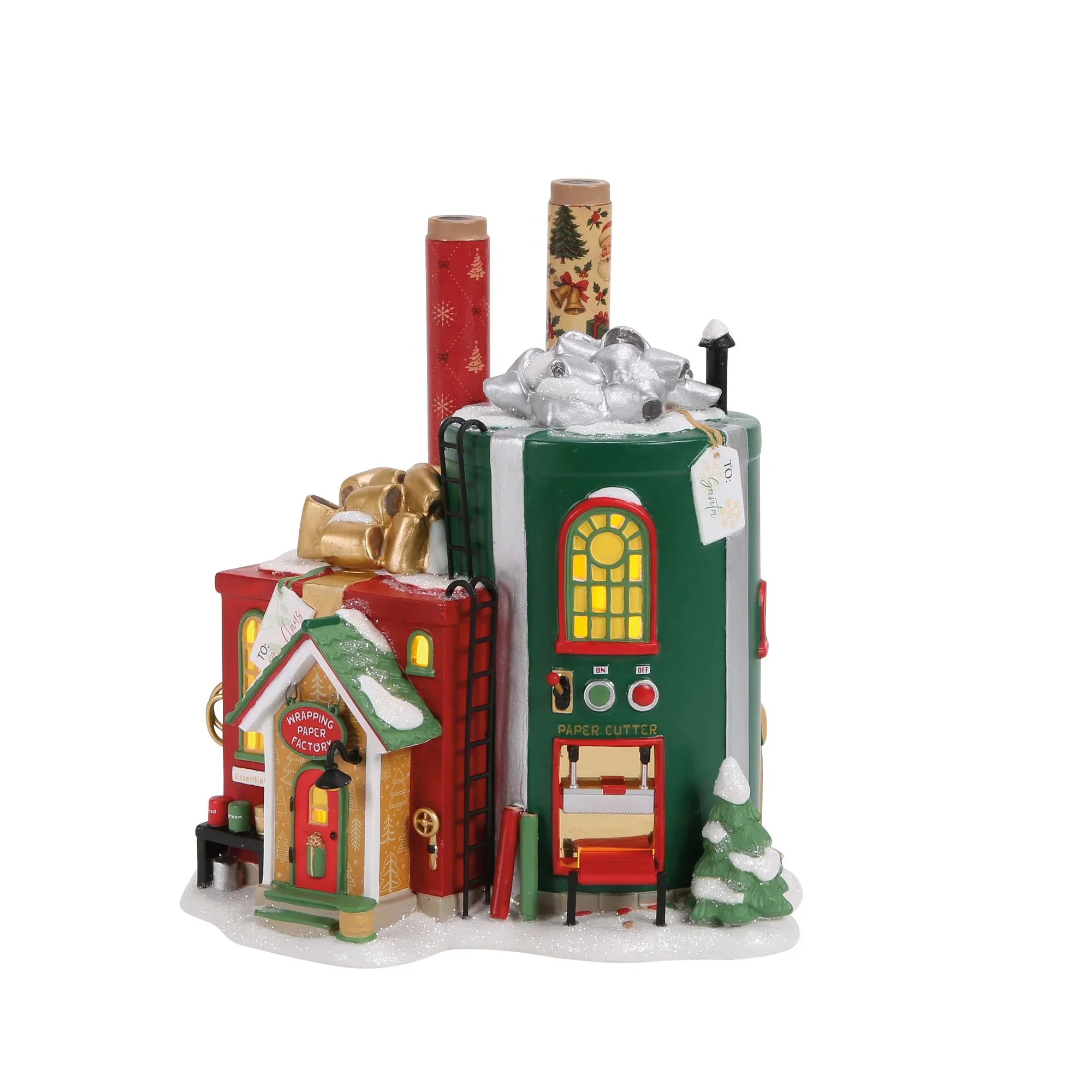 North Pole Series Village - Wrapping Paper Factory Figurine, 7.5" - Image 2
