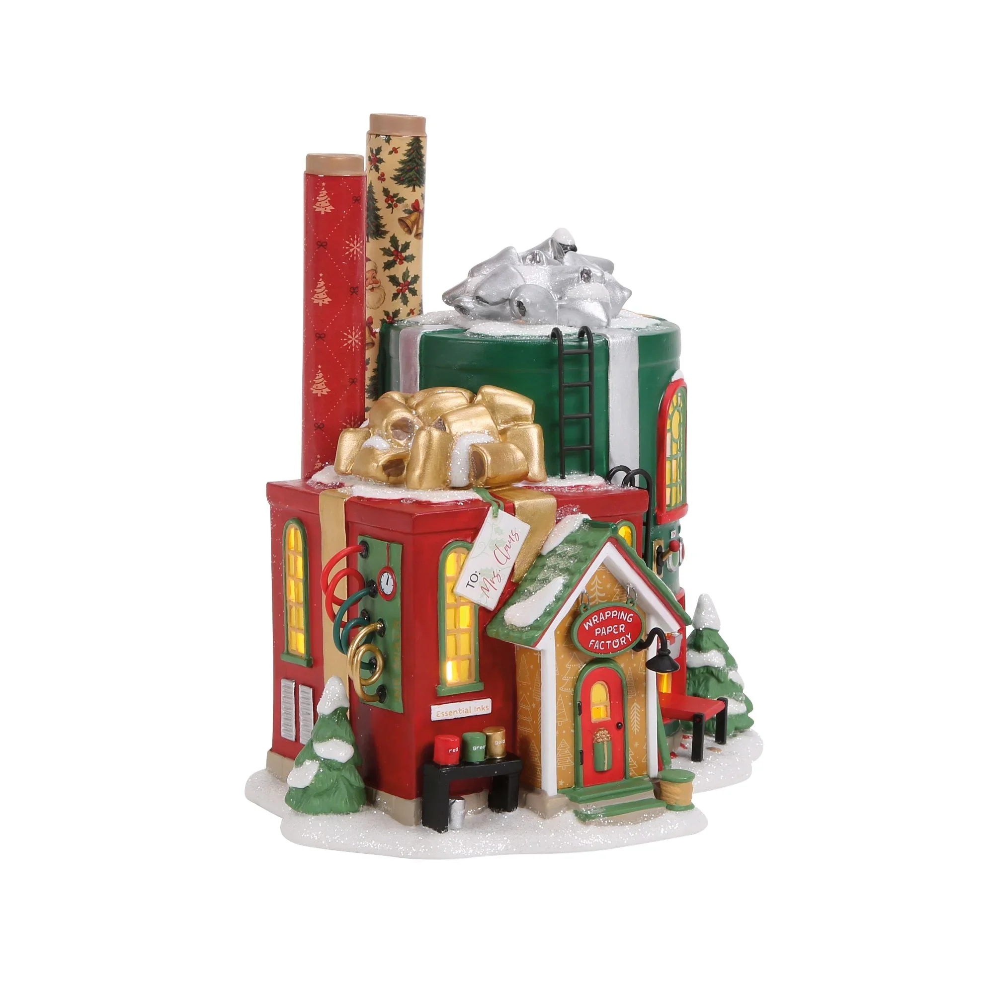 North Pole Series Village - Wrapping Paper Factory Figurine, 7.5" - Image 5