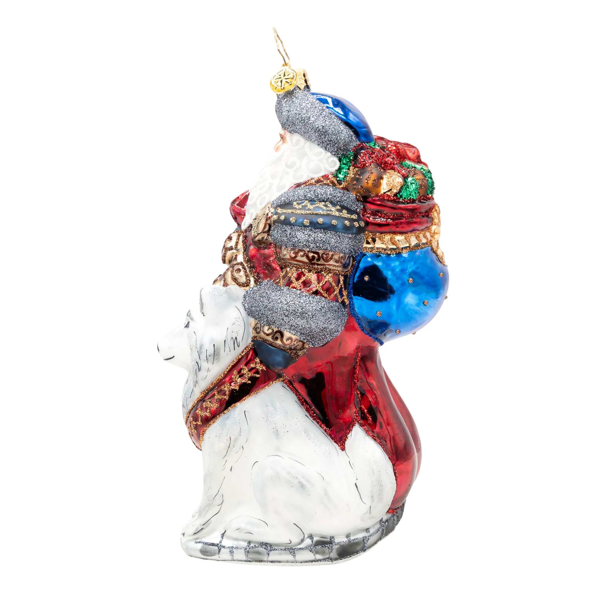 Northern Nicholas Santa Glass Ornament, 6.75" - Image 3