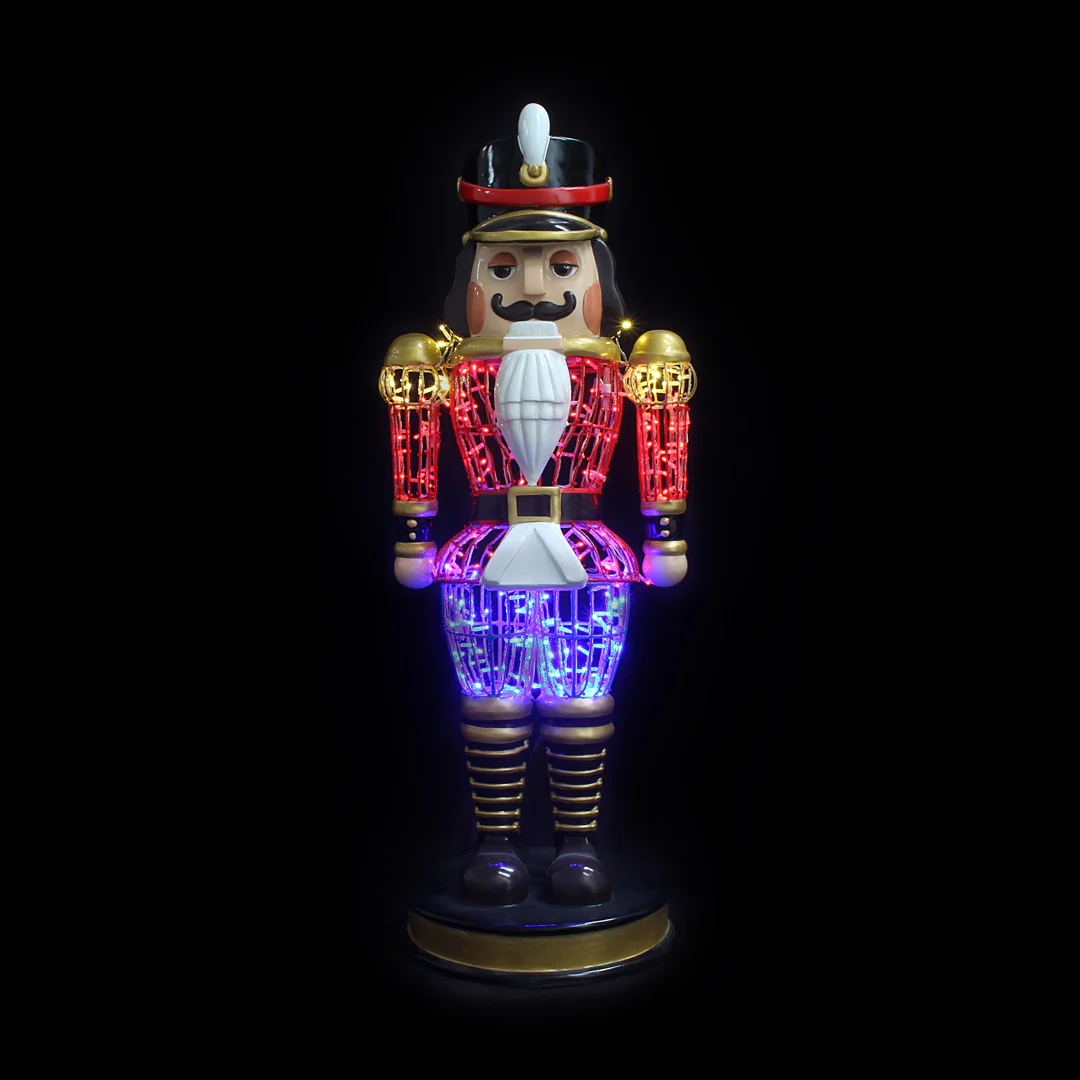 Large Fiberglass Traditional Nutcracker Figure, LED Lit