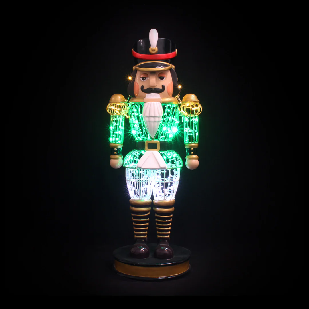 Large Fiberglass Traditional Nutcracker Figure, LED Lit - Image 2