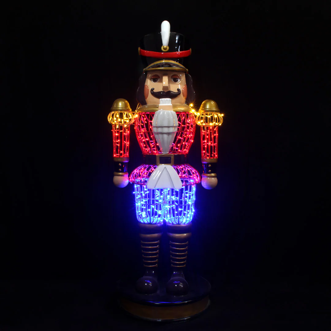 Large Fiberglass Traditional Nutcracker Figure, LED Lit - Image 3