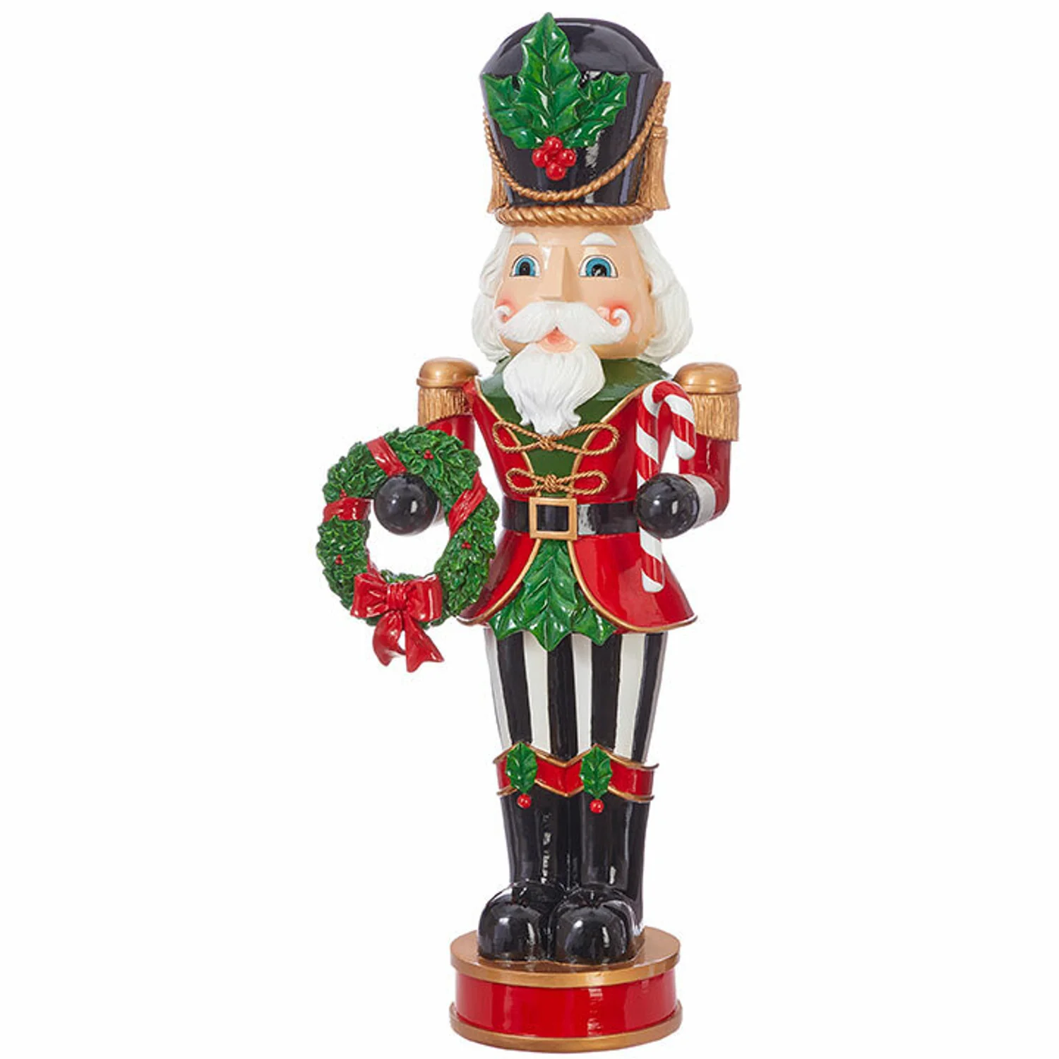 Nutcracker Figurine w/Wreath & Candy Cane, 32" - Image 3