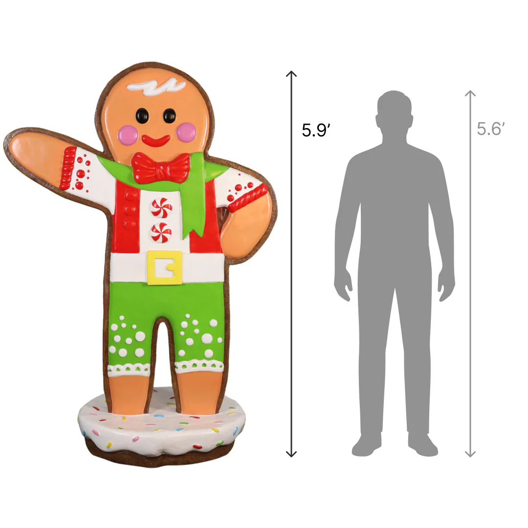 Large Fiberglass Oliver the Gingerbreadman Figure, 71" - Image 2