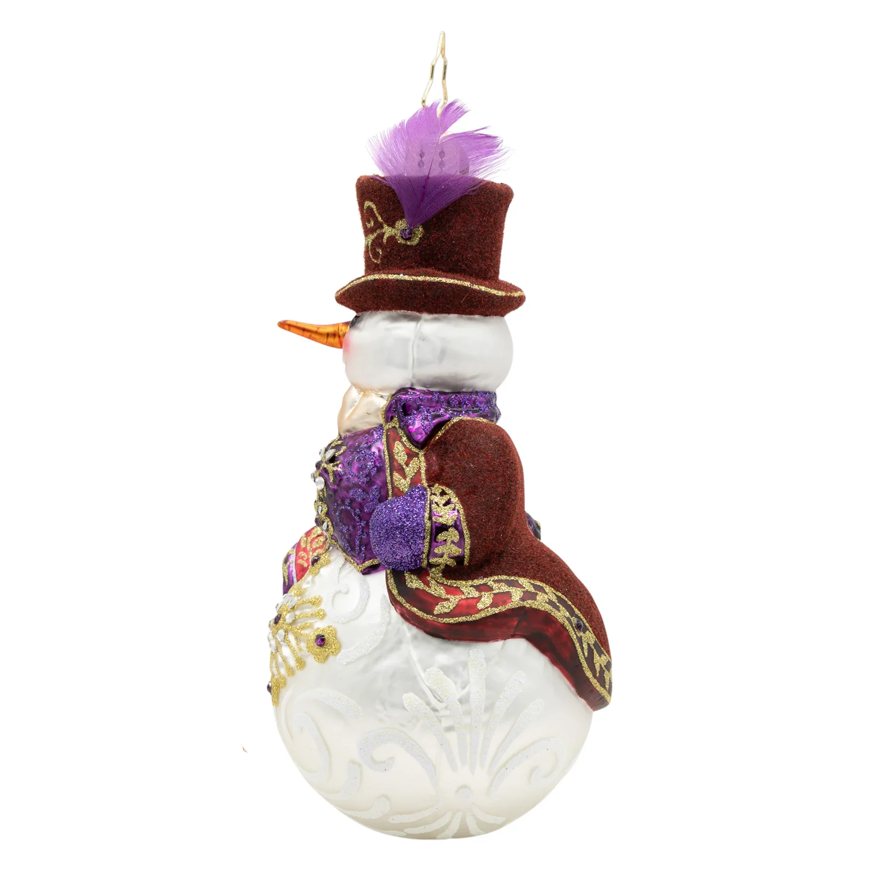 Opulent Frost Snowman Glass Ornament, 6" - Image 5