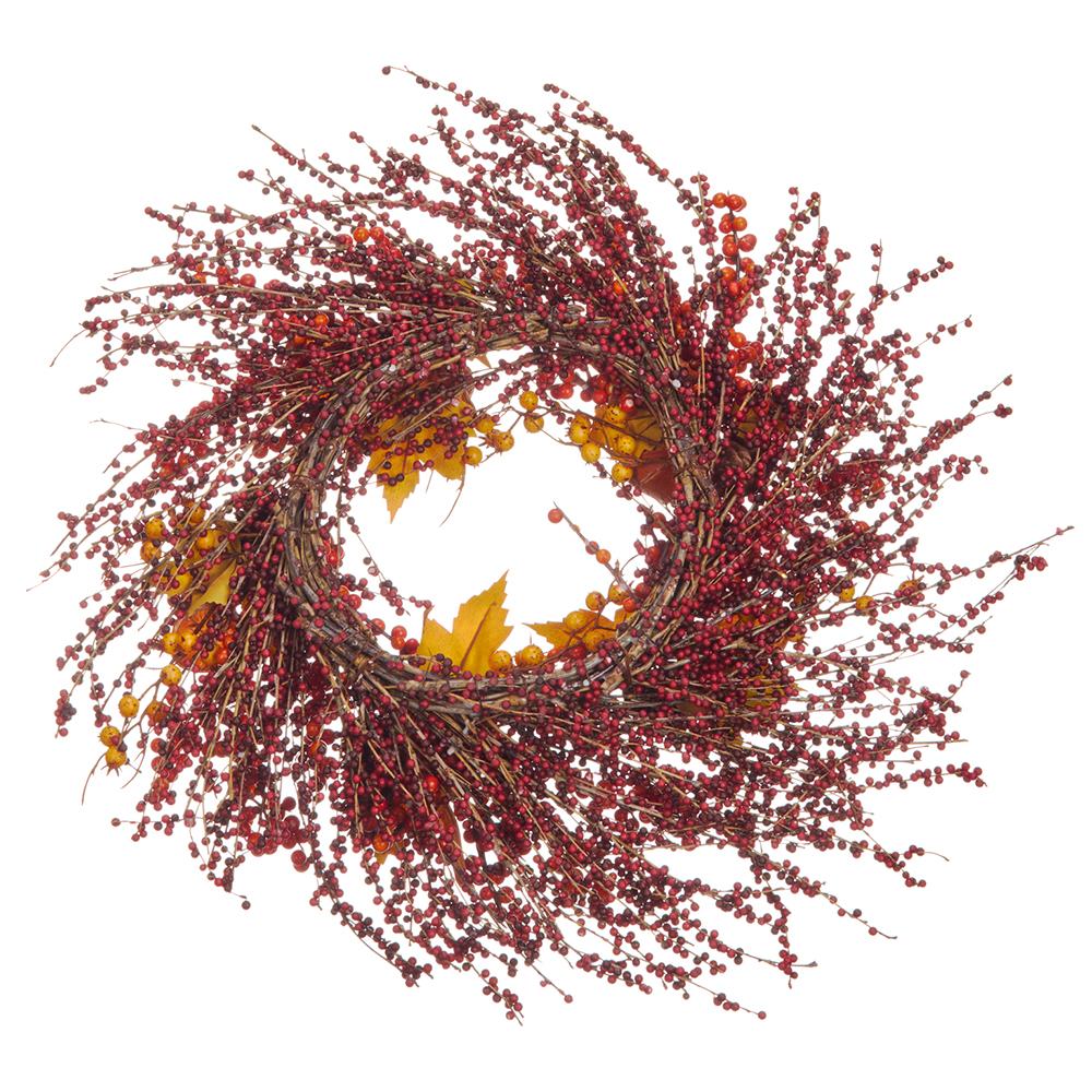 Orange/Berry/Pine Cone Wreath, 25" (Orange & Burgundy) - Image 2