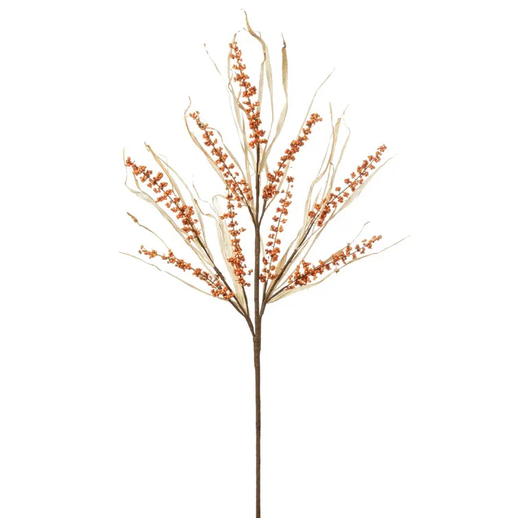 Orange Berry Spike/Corn Husk Spray, 28"