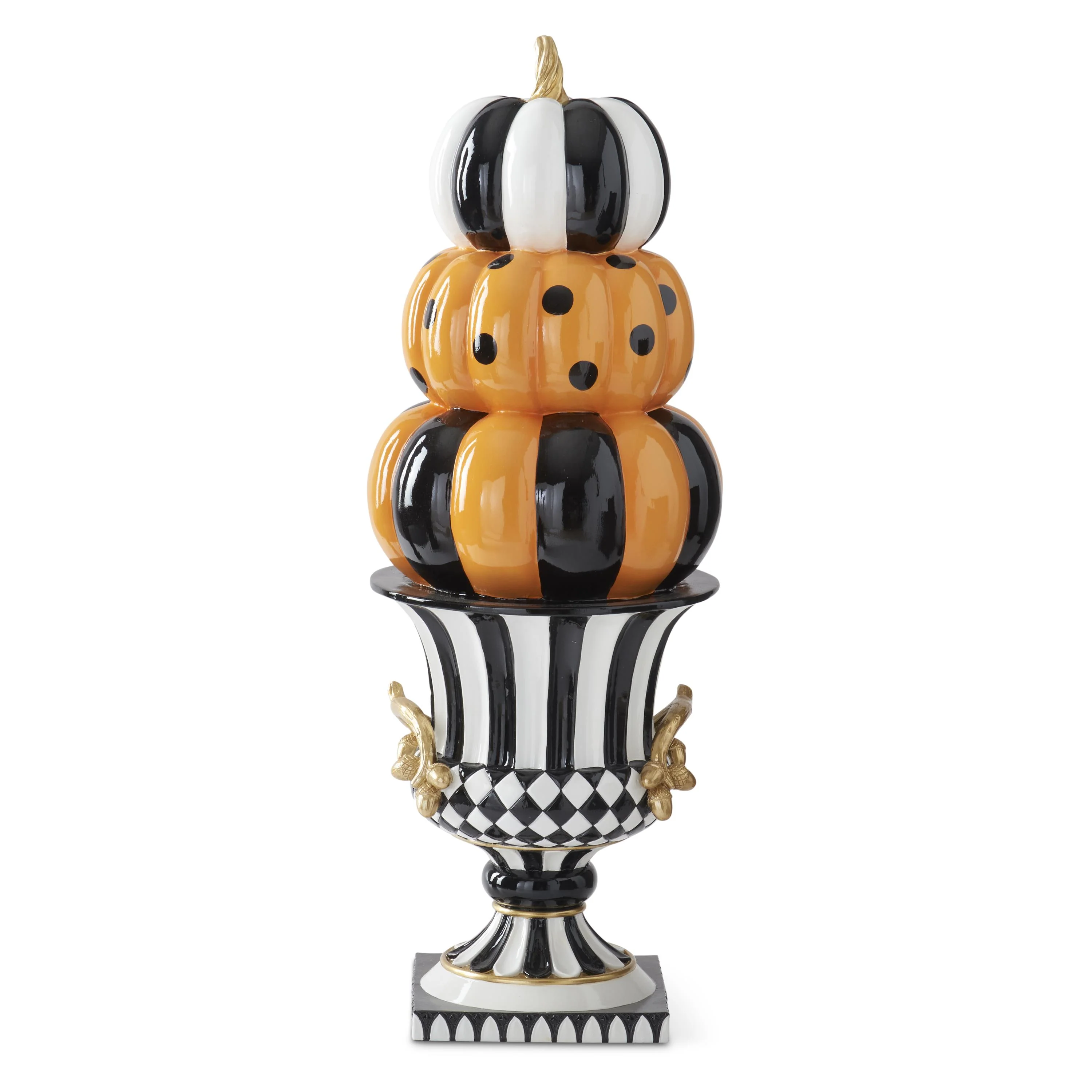 Orange, Black & White Resin 3-Stack Pumpkins Figurine, 27"
