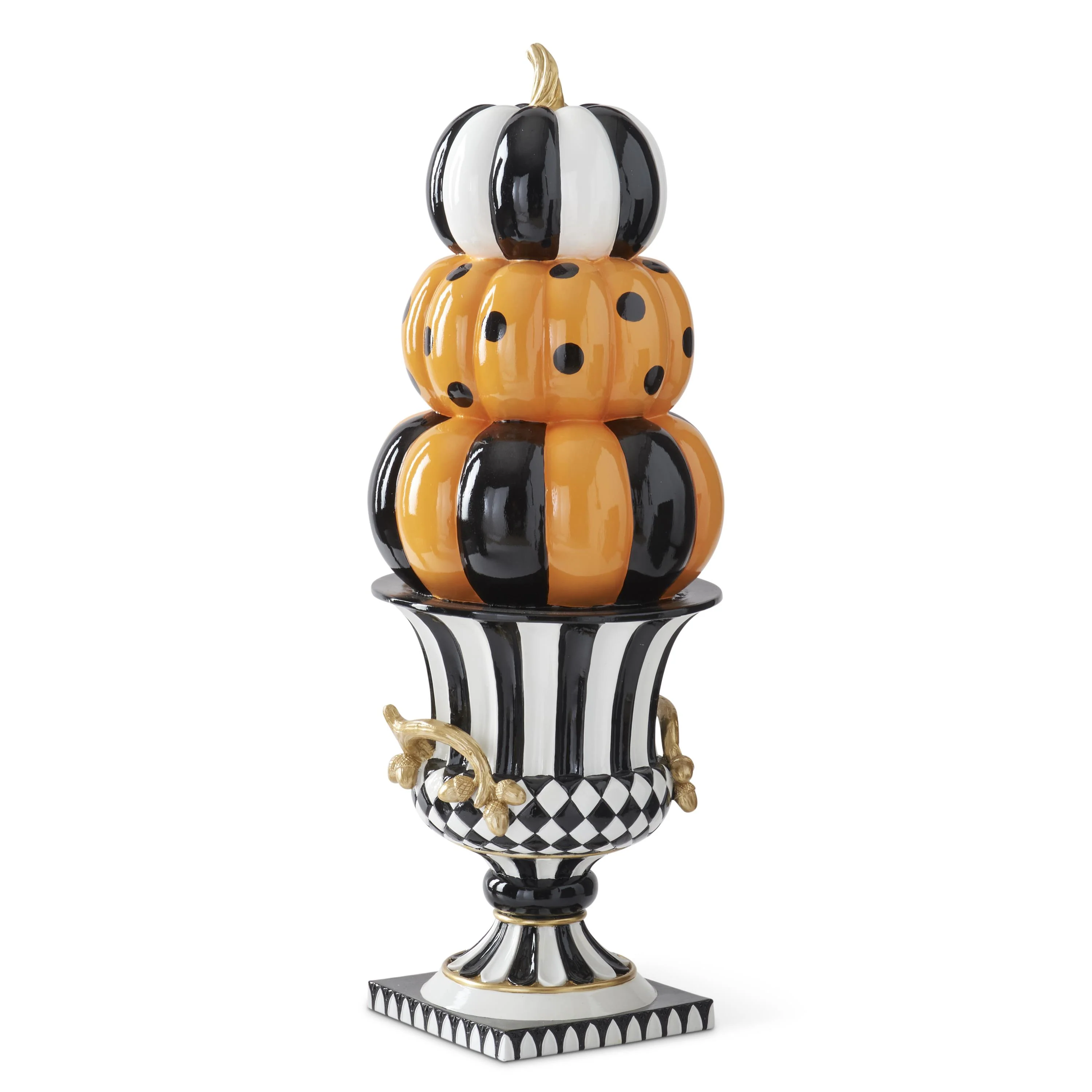 Orange, Black & White Resin 3-Stack Pumpkins Figurine, 27" - Image 2